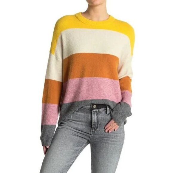 MADEWELL Women Crofton Sweater Sz S Multicolor Striped Pullover Wool 68-11 - Picture 1 of 12